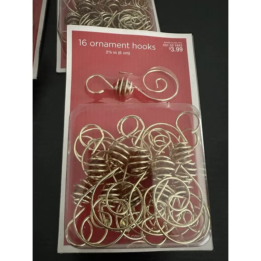 Christmas Gold Swirl Ornament Hooks - 4 Packs of 16 Ornament Hooks - NEW